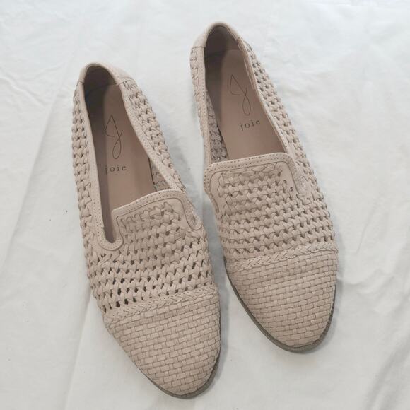 Joie Woven Leather Loafer Flat Open Weave Taupe EUC Size 9 - Picture 1 of 10